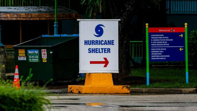 Sign of a hurricane shelter