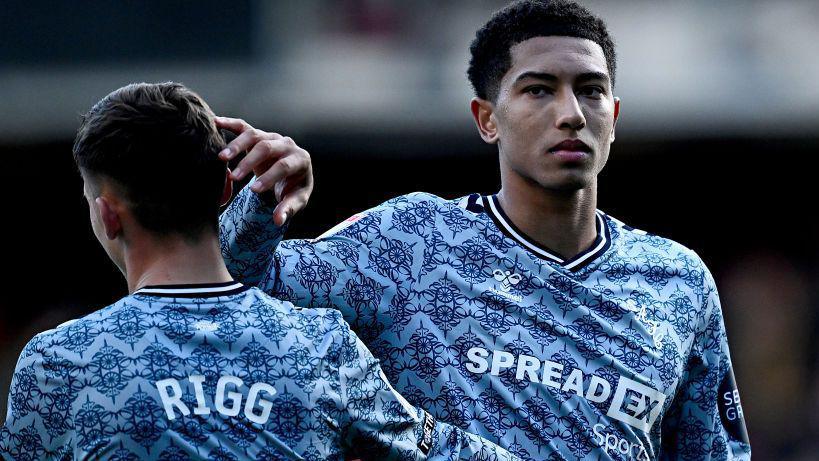 Jobe Bellingham and Chris Rigg interacting during Sunderland's Championship match against Watford in September