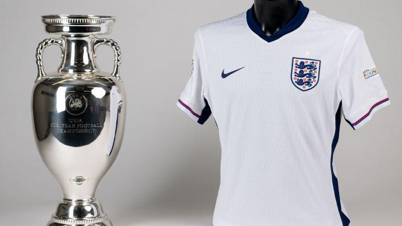 England shirt next to Euro 2024 trophy