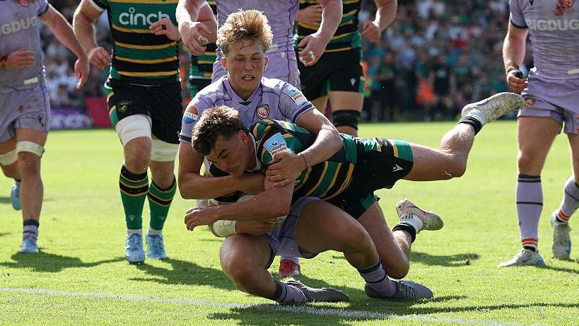 George Furbank dives over to win it for Northampton Saints against Gloucester