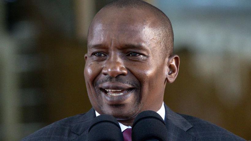 Kenya's Interior Cabinet Secretary Kithure Kindiki issues warnings and demands to Kenyans planning to protest against the government's Finance Bill as he addresses the media at Harambee House, in Nairobi on June 24, 2024. 