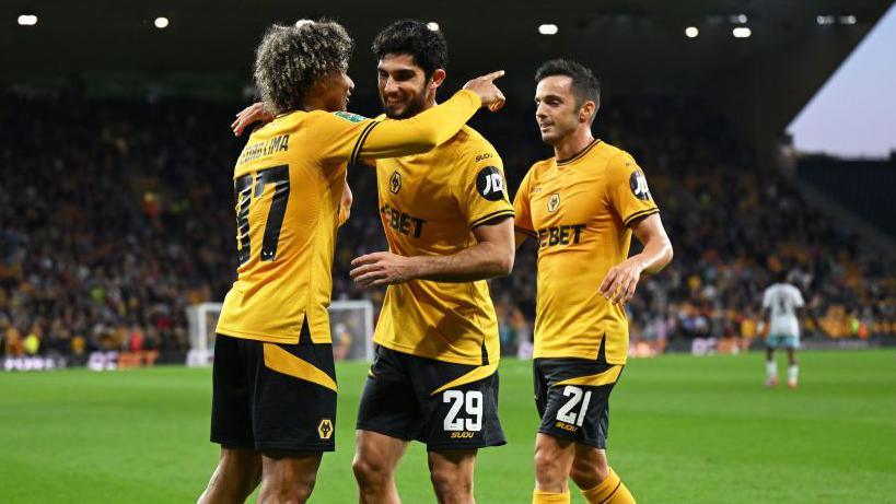 Wolves celebrate a goal