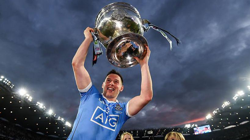 Philly McMahon with the Sam Maguire Cup