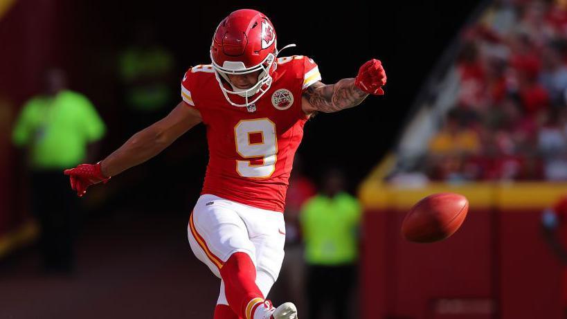 Louis Rees-Zammit takes kick-off for Kansas City Chiefs