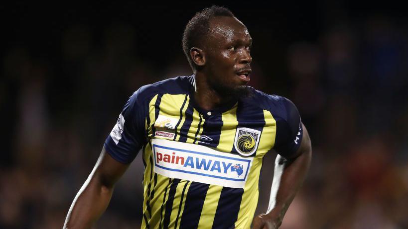 Usain Bolt in action for Central Coast Mariners