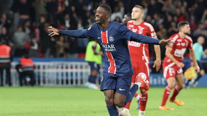 Ousmane Dembele celebrates