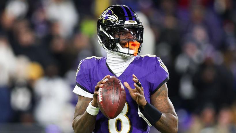 Lamar Jackson of the Baltimore Ravens in action