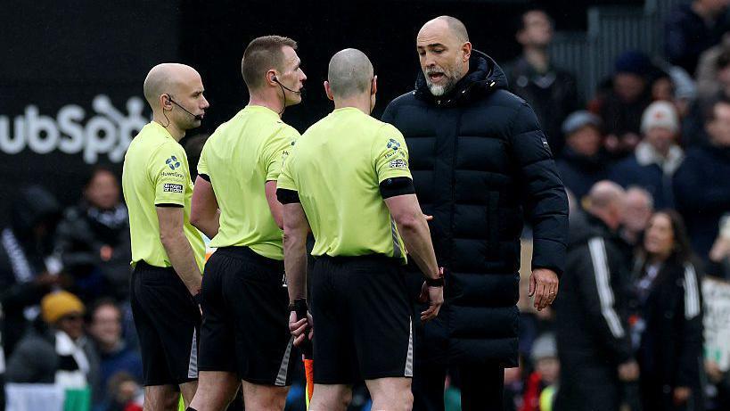 Igor Tudor speaks to the officials