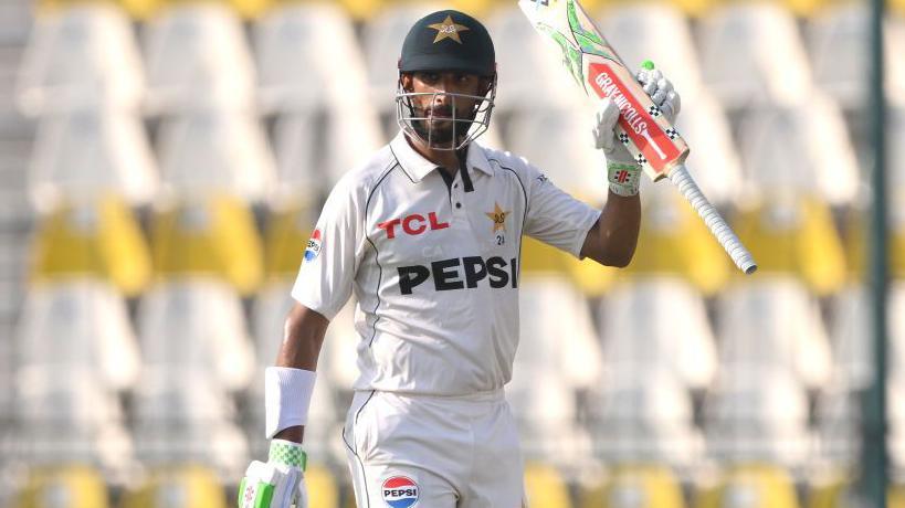 Shan Masood of Pakistan celebrates his 150 against England at Multan Cricket Stadium