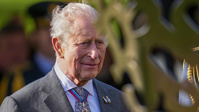 King Charles III attends the dedication ceremony for a new memorial to the Armed Forces LGBT+ community at the National Memorial Arboretum on October 27, 2025 in Alrewas, Staffordshire