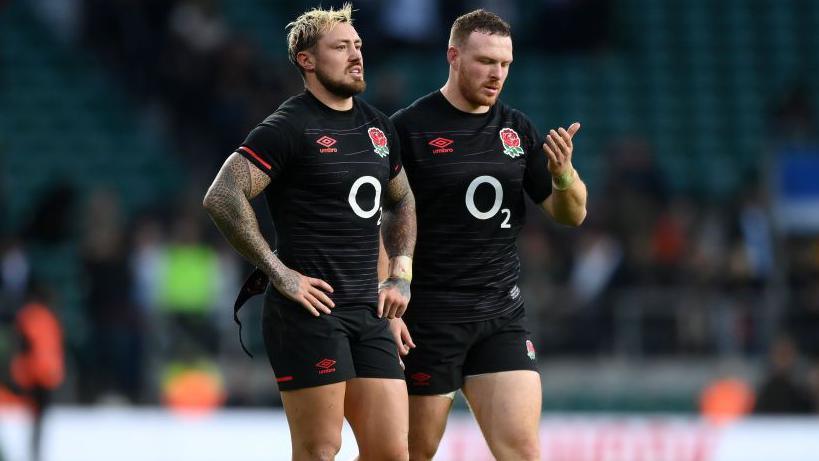 Jack Nowell and Sam Simmonds playing for England