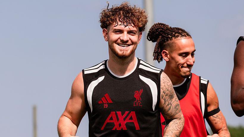 Harvey Elliott of Liverpool during a training session