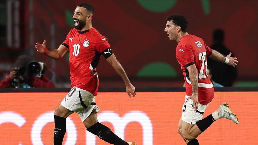 Egypt's forward Mohamed Salah celebrates 
