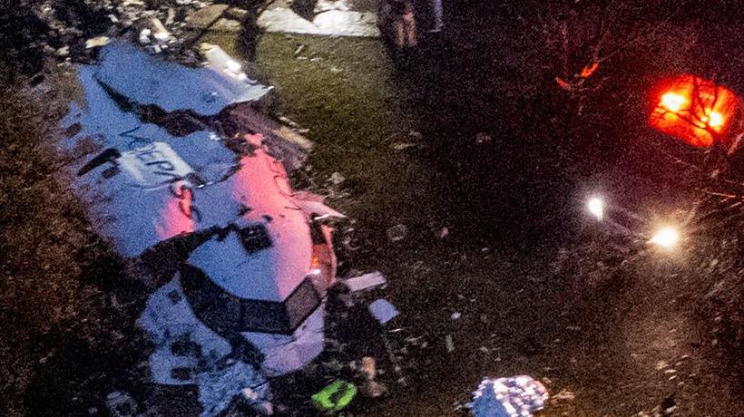 Aerial view of crash site in Vinhedo