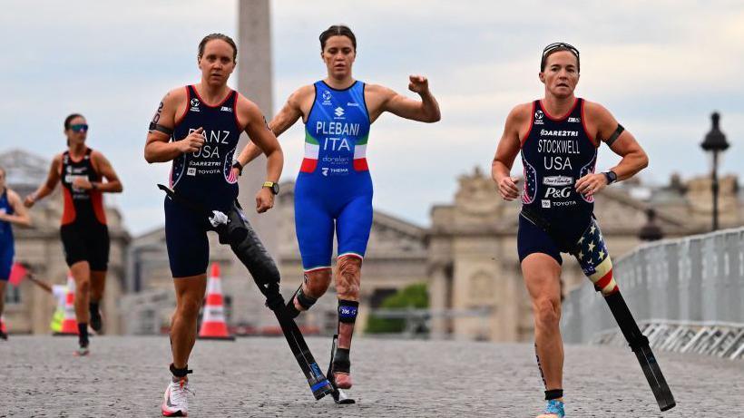 US athlete Hailey Danz, Italian Veronica Yoko Plebani and American Melissa Stockwell during last year's test event