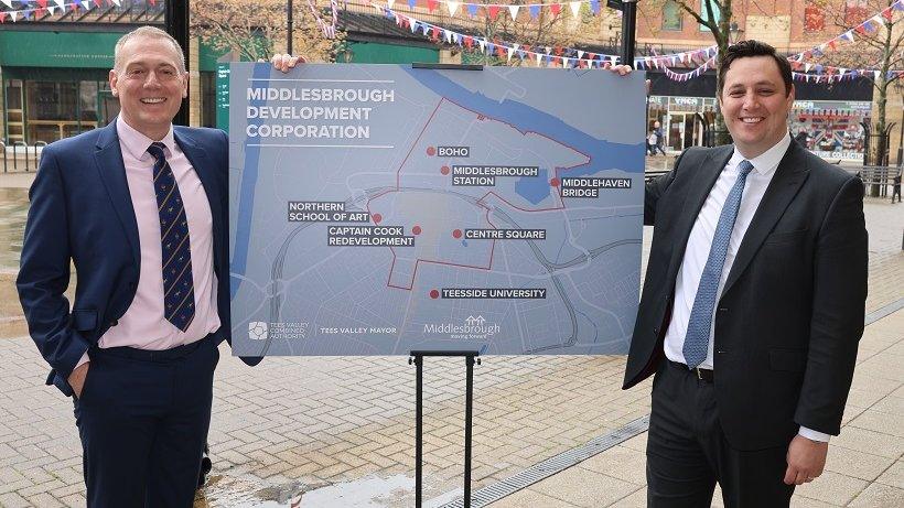 Middlesbrough Mayor Andy Preston, (left), and Tees Valley Mayor Ben Houchen (right)