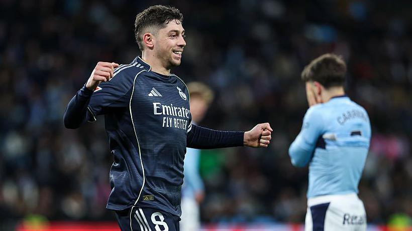 Federico Valverde celebrates scoring for Real Madrid
