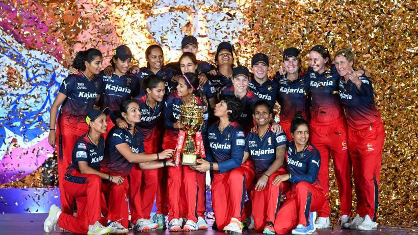 Royal Challengers Bengaluru celebrate winning the 2025 WPL