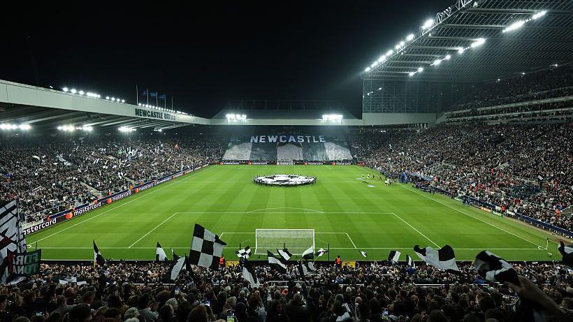 A general view of St James' Park before Newcastle United's game against Athletic Club in the Champions League on 5 November, 2025