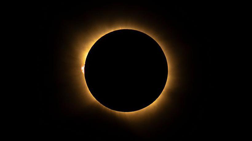 A total solar eclipse is seen from San Millán de los Caballeros, Spain.