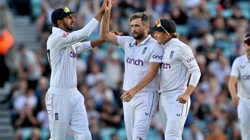 Chris Woakes celebrates