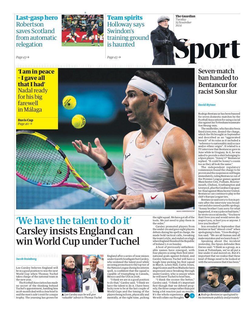 Guardian back page on 19 November