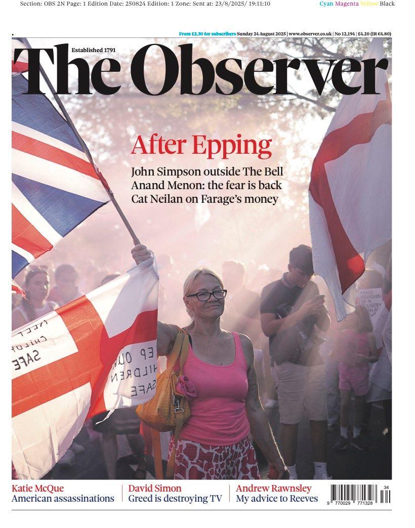The headline on the front page of the Observer reads: “After Epping".