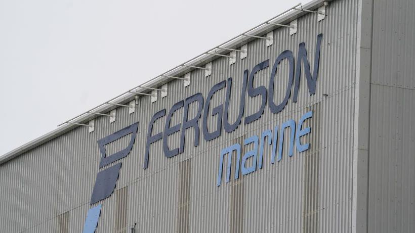 Ferguson Marine sign on side of fabrication shed