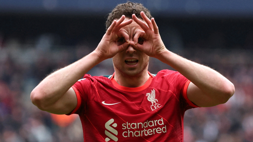 Liverpool's Diogo Jota celebrates scoring against Manchester City in the Premier League 