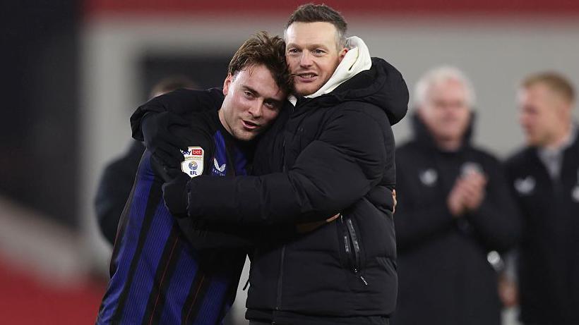 Middlesbrough manager Kim Hellberg celebrates the win at Stoke
