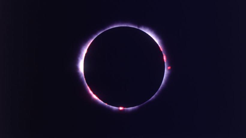 The corona of the sun - its outer edge - visible during a solar eclipse.