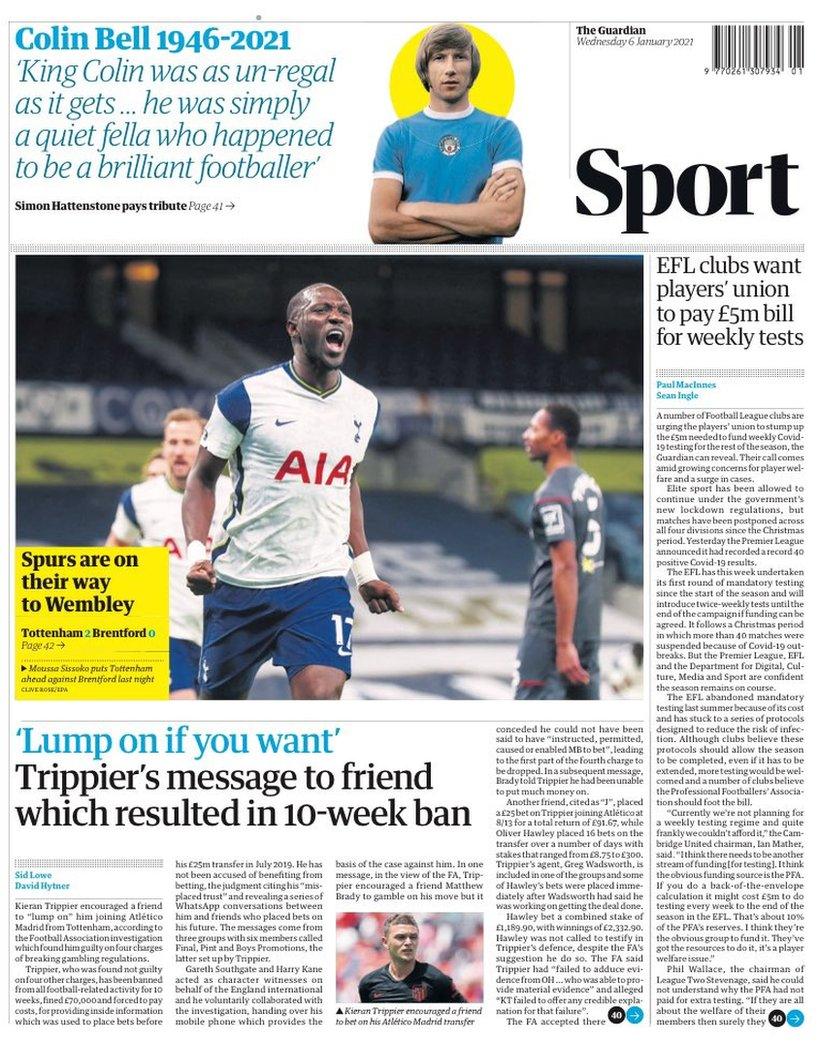 The back page of the Guardian