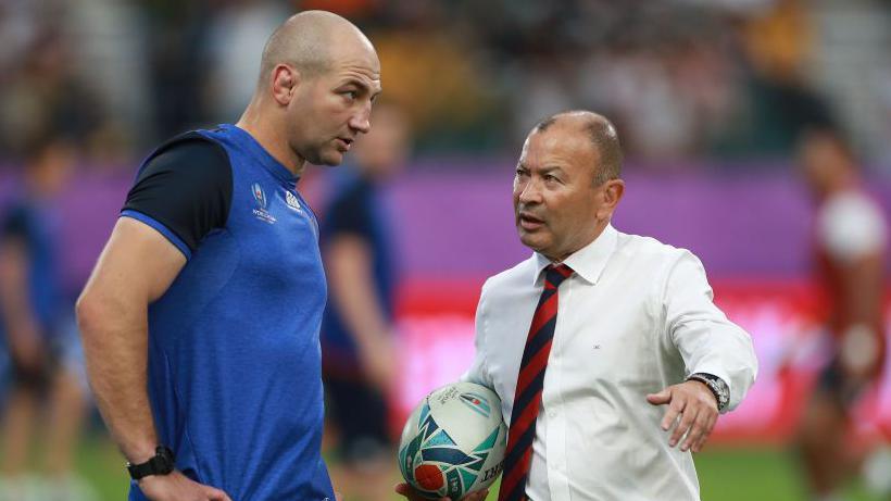 Steve Borthwick and Eddie Jones in discussion