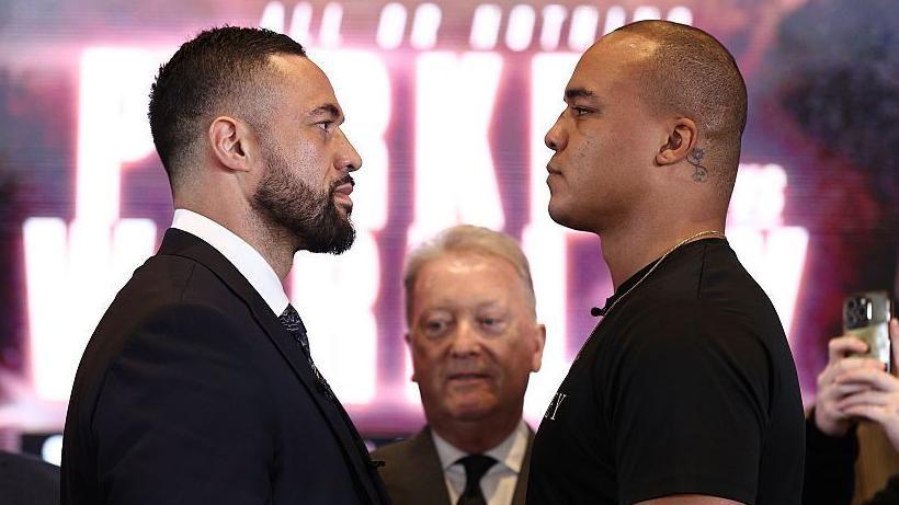 Joseph Parker faces off with Fabio Wardley at a news conference