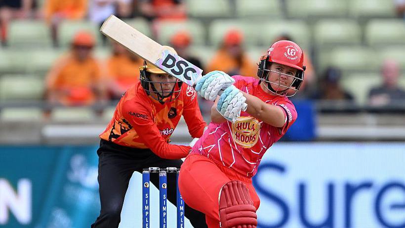 Welsh Fire's Jess Jonassen batting against Birmingham Phoenix