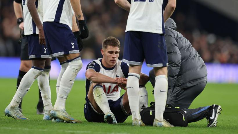 Tottenham centre-back Micky van de Ven suffered a hamstring injury against Chelsea on 8 December