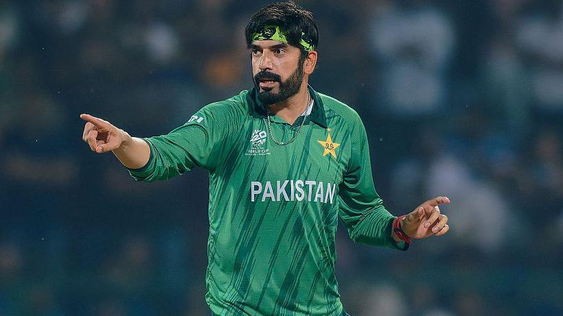 Pakistan spinner Usman Tariq in action 