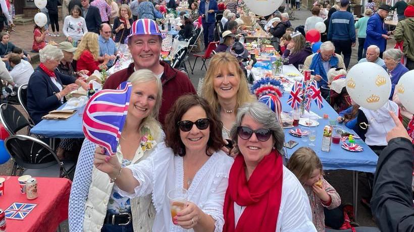 People enjoying the Platinum Jubilee street party in Mayfield in 2022