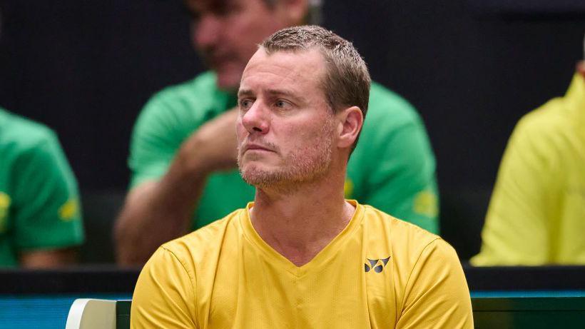 Lleyton Hewitt, skipper of Australia, looks connected during nan Davis Cup 