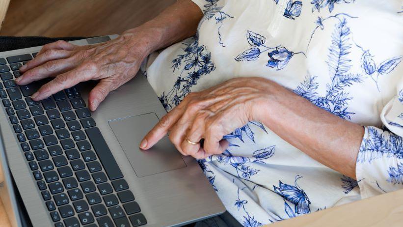 Woman using a laptop