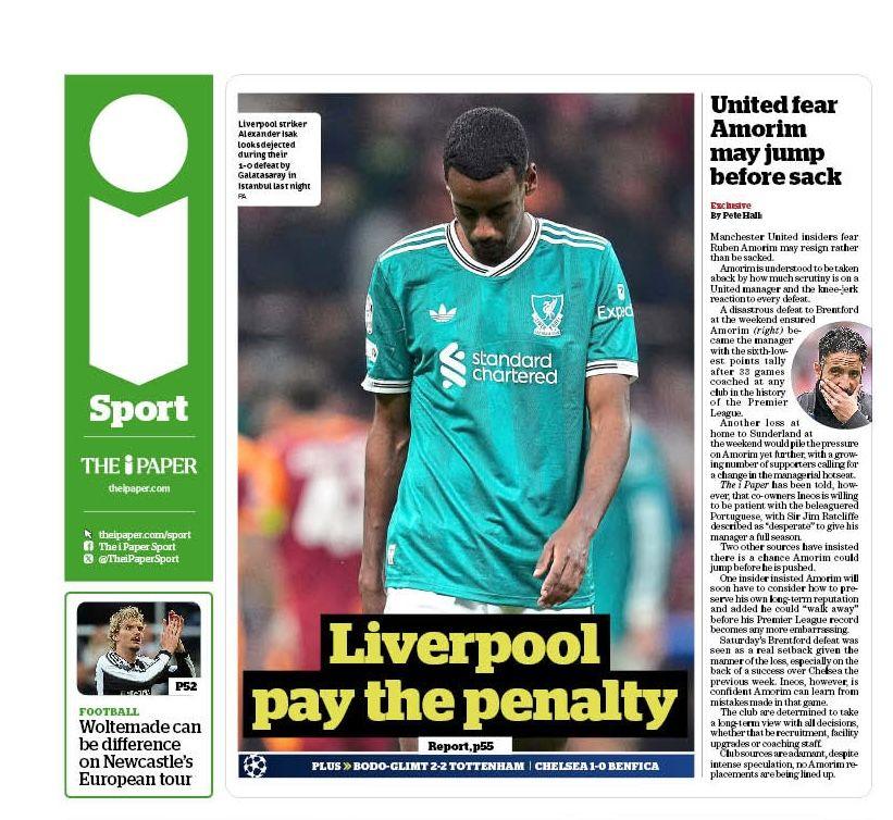Back page of The i Paper