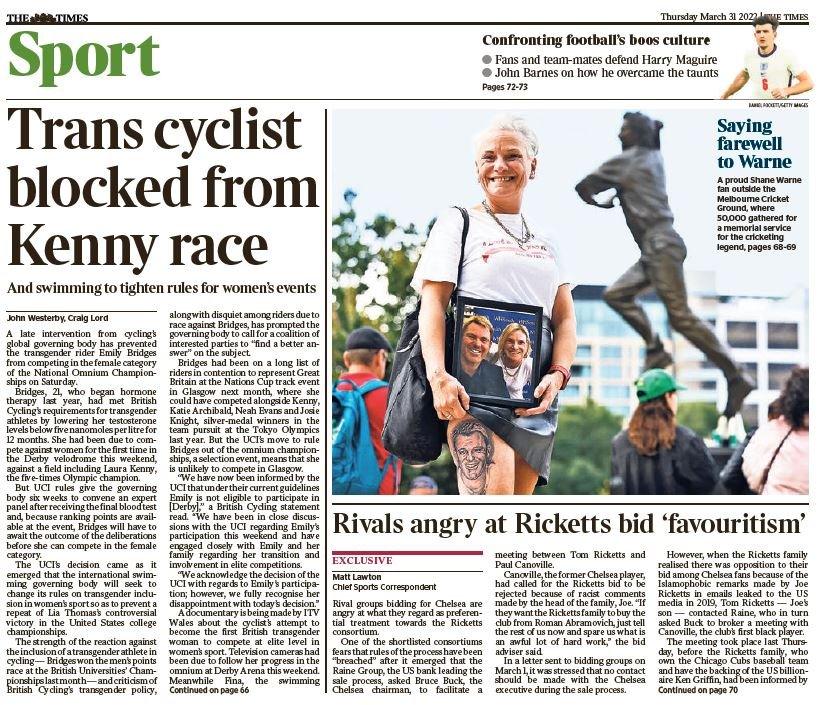 The back page of The Times