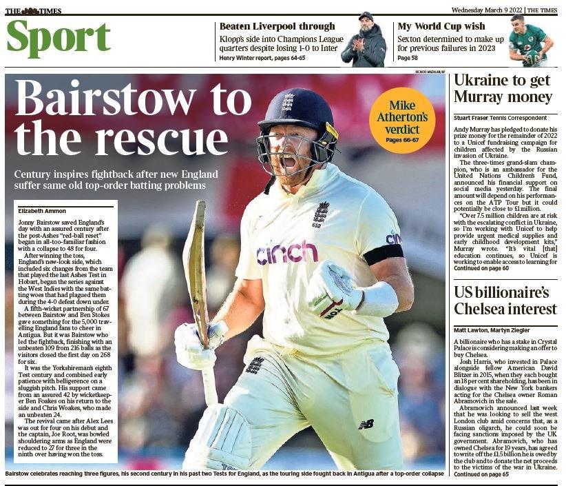 Wednesday's Times back page: US billionaire's Chelsea interest