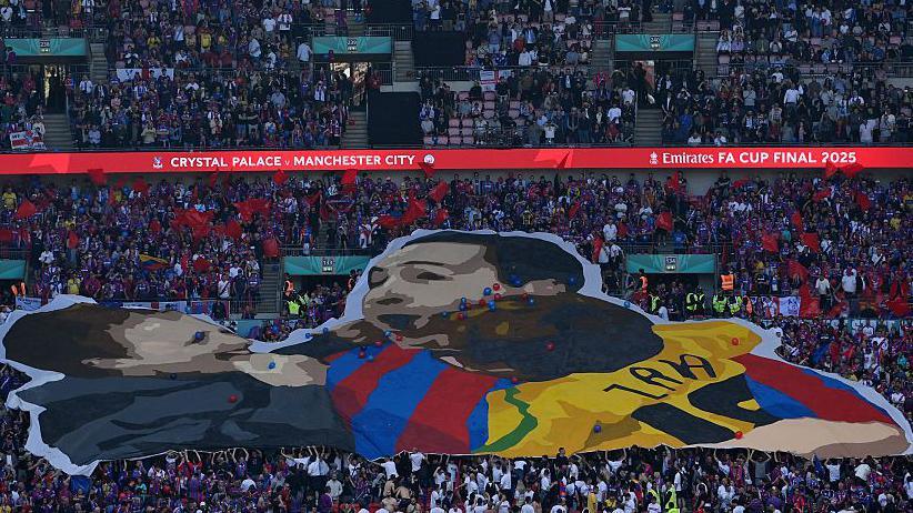 Crystal Palace fans unveil a tifo during their 1-0 win over Manchester City in the FA Cup final