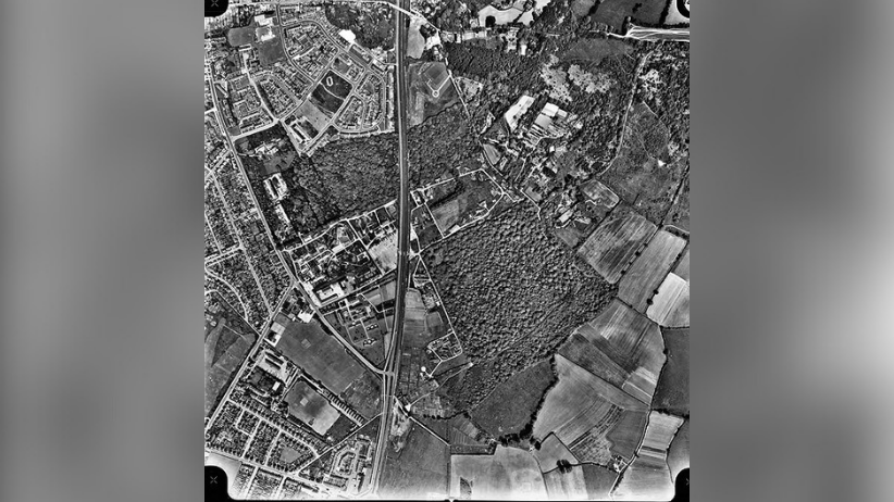 An aerial photo of the camp area from 1961 