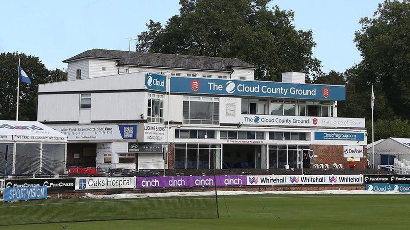 Essex County Cricket Club's ground. The picture shows a building inside the stadium and part of the pitch.