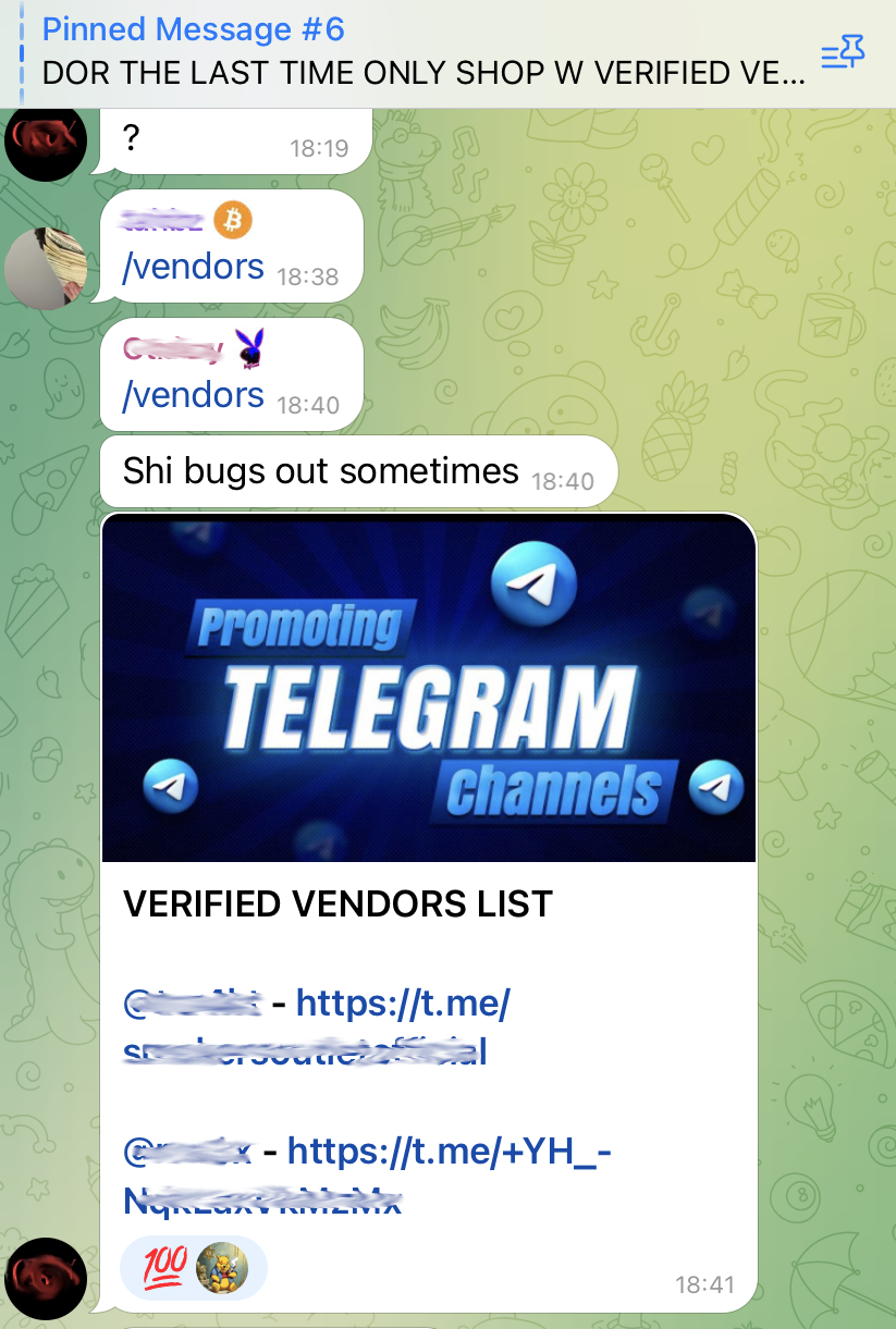 A post promoting Telegram channels