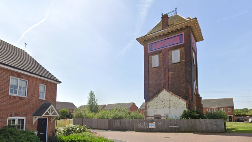 Water tower in the housing development 