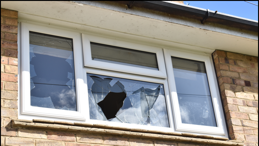 The smashed window