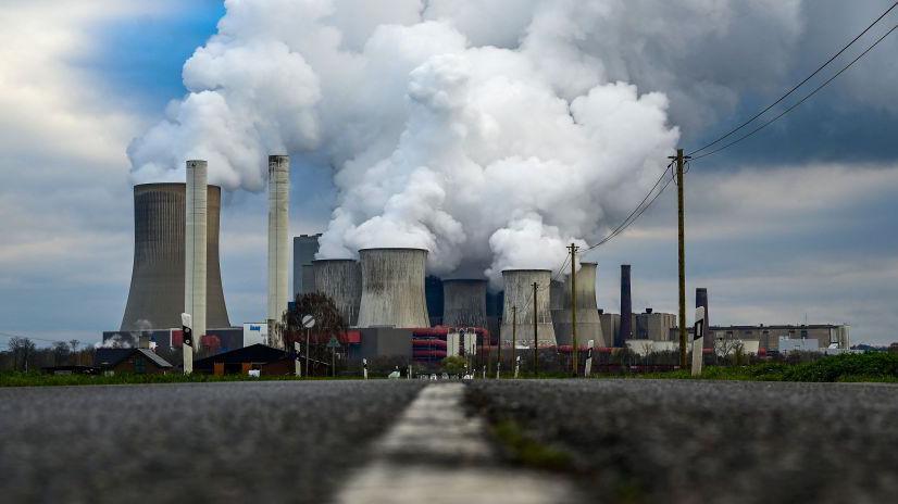 Vapour billowing from the cooling towers of the Niederaussem power station in Germany, which burns cheap, lignite coal